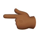 backhand index pointing left: medium-dark skin tone appearance on Apple