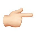 backhand index pointing right: light skin tone appearance on Apple