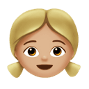 girl: medium-light skin tone appearance on Apple