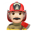 man firefighter: light skin tone appearance on Apple