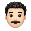 man: light skin tone, curly hair appearance on Apple
