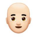 man: light skin tone, bald appearance on Apple