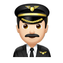 man pilot: light skin tone appearance on Apple