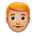 man: medium-light skin tone, red hair appearance on Apple