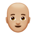 man: medium-light skin tone, bald appearance on Apple