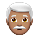 man: medium skin tone, white hair appearance on Apple