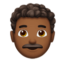 man: medium-dark skin tone, curly hair appearance on Apple