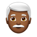 man: medium-dark skin tone, white hair appearance on Apple