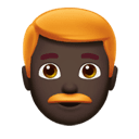 man: dark skin tone, red hair appearance on Apple