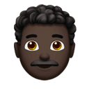 man: dark skin tone, curly hair appearance on Apple