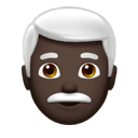 man: dark skin tone, white hair appearance on Apple