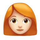 woman: light skin tone, red hair appearance on Apple