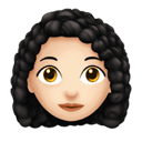 woman: light skin tone, curly hair appearance on Apple
