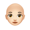 woman: light skin tone, bald appearance on Apple