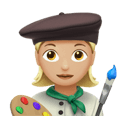 woman artist: medium-light skin tone appearance on Apple