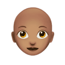 woman: medium skin tone, bald appearance on Apple