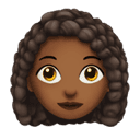 woman: medium-dark skin tone, curly hair appearance on Apple