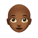 woman: medium-dark skin tone, bald appearance on Apple