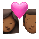 kiss: woman, man, medium-dark skin tone appearance on Apple