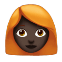 woman: dark skin tone, red hair appearance on Apple