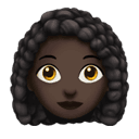 woman: dark skin tone, curly hair appearance on Apple