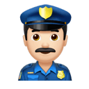 男警察: 较浅肤色 在 Apple 平台的外观