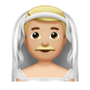 man with veil: medium-light skin tone appearance on Apple