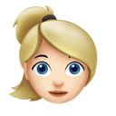 woman: light skin tone, blond hair appearance on Apple