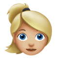 woman: medium-light skin tone, blond hair appearance on Apple