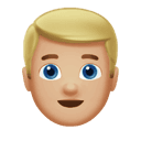 man: medium-light skin tone, blond hair appearance on Apple