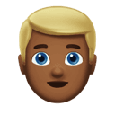man: medium-dark skin tone, blond hair appearance on Apple