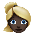 woman: dark skin tone, blond hair appearance on Apple