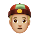 戴瓜皮帽的人: 中等-浅肤色 在 Apple 平台的外观