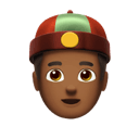 戴瓜皮帽的人: 中等-深肤色 在 Apple 平台的外观
