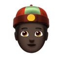 戴瓜皮帽的人: 较深肤色 在 Apple 平台的外观