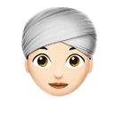 woman wearing turban: light skin tone appearance on Apple