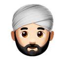 man wearing turban: light skin tone appearance on Apple