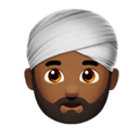 man wearing turban: medium-dark skin tone appearance on Apple