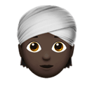 person wearing turban: dark skin tone appearance on Apple