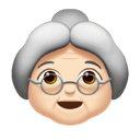 old woman: light skin tone appearance on Apple