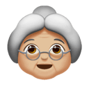 old woman: medium-light skin tone appearance on Apple