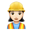 woman construction worker: light skin tone appearance on Apple