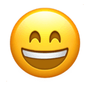 grinning face with smiling eyes appearance on Apple
