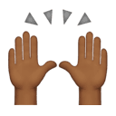 raising hands: medium-dark skin tone appearance on Apple