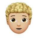 person: medium-light skin tone, curly hair appearance on Apple