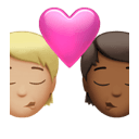 kiss: person, person, medium-light skin tone, medium-dark skin tone appearance on Apple