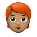 person: medium skin tone, red hair appearance on Apple