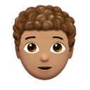 person: medium skin tone, curly hair appearance on Apple