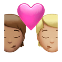 kiss: person, person, medium skin tone, medium-light skin tone appearance on Apple