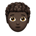 person: dark skin tone, curly hair appearance on Apple